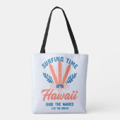 Surfing Time Hawaï Golven Rijden Tote Bag (Achterkant)