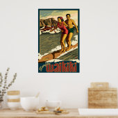 Surfing Waikiki - Honolulu, Hawaii Travel Poster (Keuken)