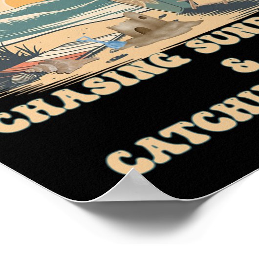 Surfing Waves Chasing Sunrises Surfers Summer Poster (Hoek)