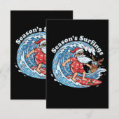 Surfings Funny Surfing Santa Hawaiian Bedankkaart (Voorkant / Achterkant)