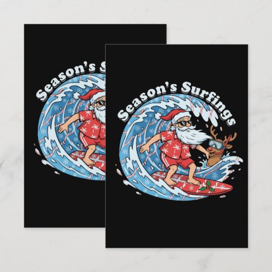 Surfings Funny Surfing Santa Hawaiian Bedankkaart (Voorkant / Achterkant)