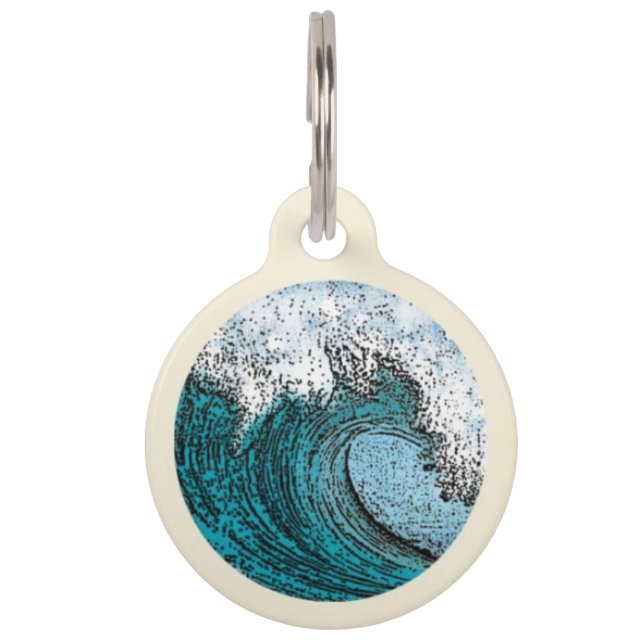 Surfin'Wave Pet ID Tag Huisdierpenning (Voorkant)