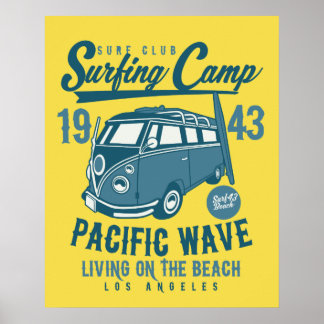 Surfkamp Poster Pacifische golf