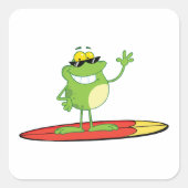 Surfkikker met zonnebril vierkante sticker (Voorkant)