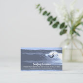 Surflessen blauw aanpasbare visitekaartjes (Staand voorkant)