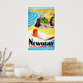 Surfmeisje op het strand van Newquay, Cornwall, vi Poster (Keuken)