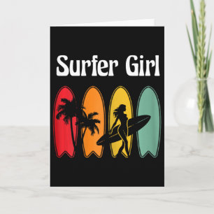 Surfmeisje Surfplank Surfen Vrouwen Retro Kaart