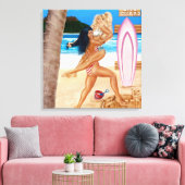 SURFMEISJES VECHTEN CANVAS AFDRUK (Insitu (Woonkamer))