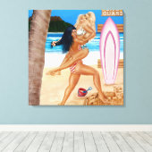 SURFMEISJES VECHTEN CANVAS AFDRUK (Insitu (Houten vloer))
