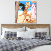 SURFMEISJES VECHTEN CANVAS AFDRUK (Insitu (Slaapkamer))