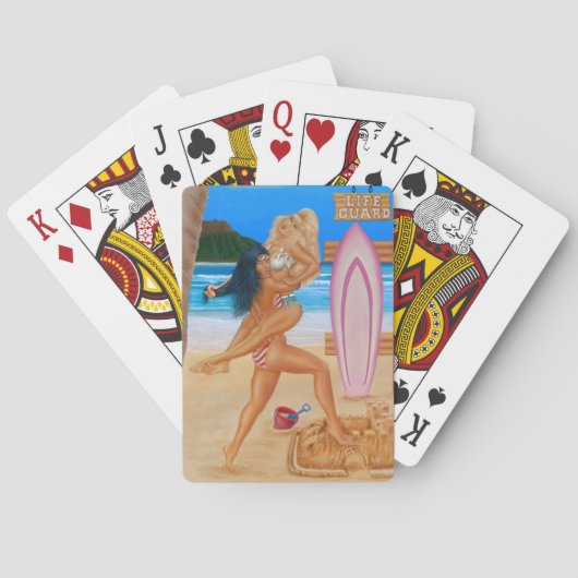 SURFMEISJES VECHTEN POKERKAARTEN (Achterkant)