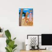 SURFMEISJES VECHTEN POSTER (Thuiskantoor)
