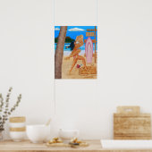 SURFMEISJES VECHTEN POSTER (Keuken)