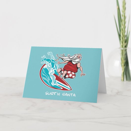 Surf'n Santa Feestdagen Kaart (Voorkant)