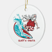 Surf'n Santa Keramisch Ornament (Links)