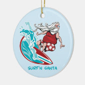 Surf'n Santa Keramisch Ornament (Links)
