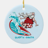 Surf'n Santa Keramisch Ornament (Achterkant)