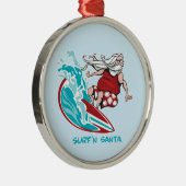 Surf'n Santa Metalen Ornament (Rechts)