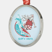 Surf'n Santa Metalen Ornament (Links)