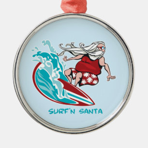 Surf'n Santa Metalen Ornament