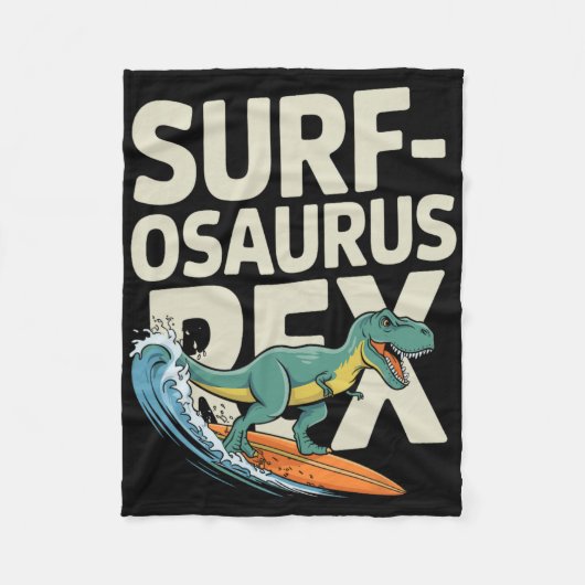 Surfosaurus Rex Grappige Surfende Dinosaurus  Fleece Deken (Voorkant)