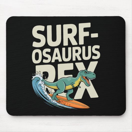 Surfosaurus Rex Grappige Surfende Dinosaurus  Muismat (Voorkant)
