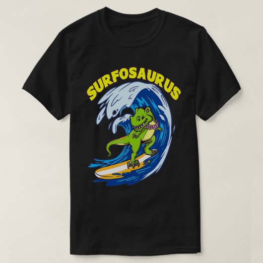 Surfosaurus TRex Grappige Surfing Trex Dinosaurus T-shirt (Design voorkant)