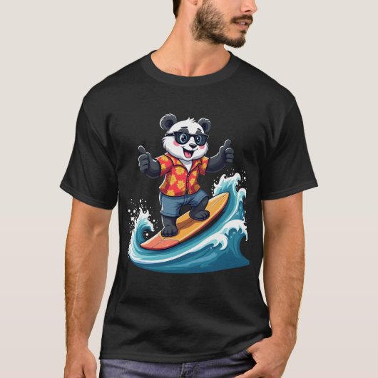 Surfpanda in tropische stijl - leuk en ontspannen t-shirt (Voorkant)