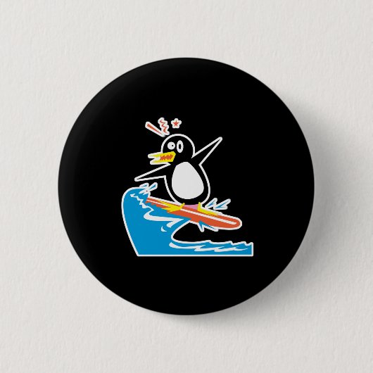 surfpinguïn ronde button 5,7 cm (Voorkant)