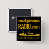 surfpirateRADIO-dot COM-knop Vierkante Button 5,1 Cm (Voorkant /achterkant)