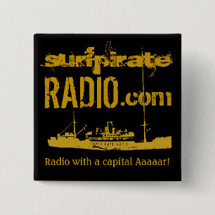 surfpirateRADIO-dot COM-knop Vierkante Button 5,1 Cm