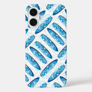 Surfplank blauw patroon iPhone 16 hoesje