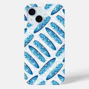 Surfplank blauw patroon iPhone 15 case