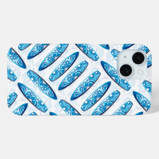 Surfplank blauw patroon Case-Mate iPhone case (Achterkant (horizontaal))