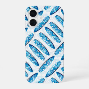 Surfplank blauw patroon iPhone 16 hoesje
