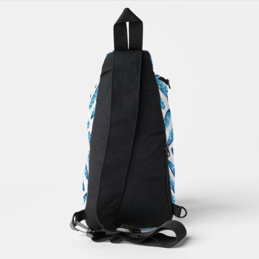 Surfplank blauw patroon sling bag (Achterkant)