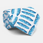 Surfplank blauw patroon stropdas (Opgerold)