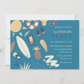 Surfplank en zon | Handgetekende zomerverjaardagsf Kaart (Voorkant)