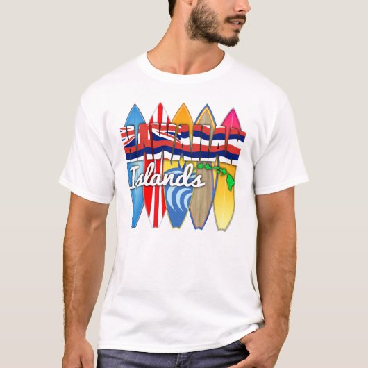Surfplank Hawaii-vlag T-shirt (Voorkant)