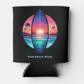 Surfplank in de zonsondergang blikjeskoeler (Voorkant)