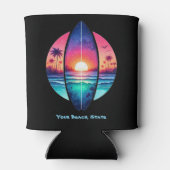 Surfplank in de zonsondergang blikjeskoeler (Achterkant)