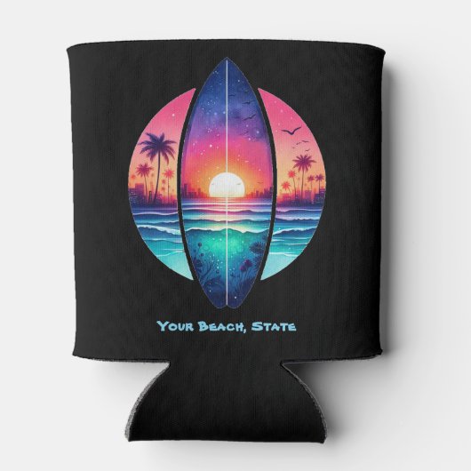 Surfplank in de zonsondergang blikjeskoeler (Achterkant)