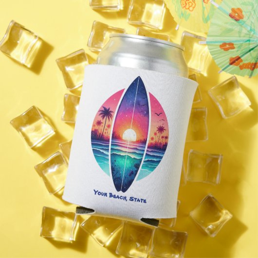 Surfplank in de zonsondergang blikjeskoeler (Insitu Zomer)