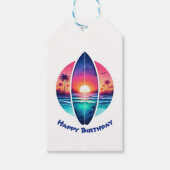 Surfplank in de zonsondergang cadeaulabel (Voorkant)