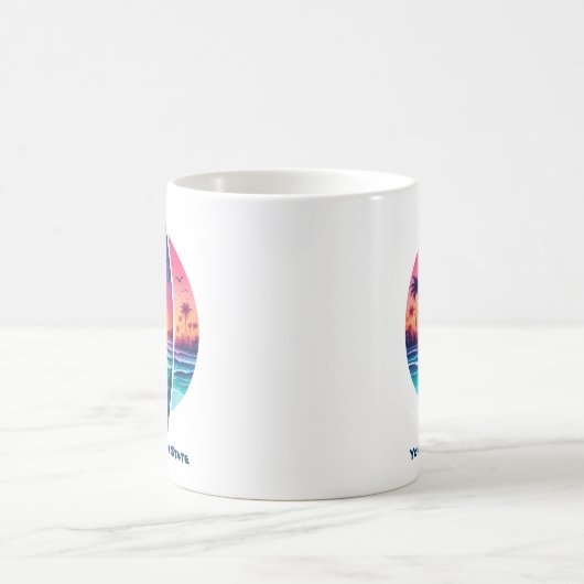 Surfplank in de zonsondergang koffiemok (Center)