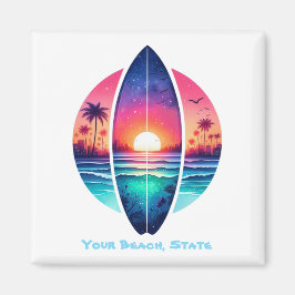 Surfplank in de zonsondergang magneet