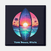 Surfplank in de zonsondergang magneet (Voorkant)