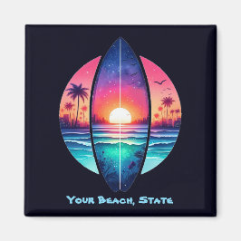 Surfplank in de zonsondergang magneet