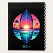 Surfplank in de zonsondergang planner (Achterkant)