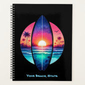 Surfplank in de zonsondergang planner (Voorkant)